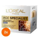 Set 2 x Crema Antirid pentru Fata L'Oreal Paris Age Specialist 65+ de Noapte, 50 ml