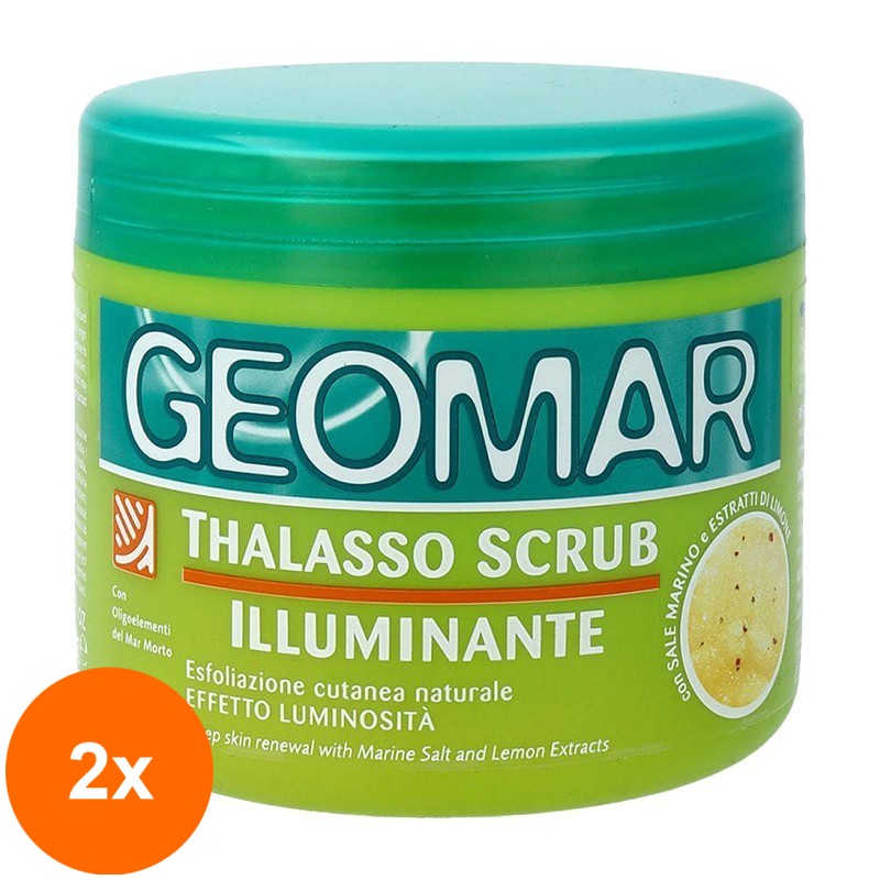 Set 2 x Scrub Exfoliant Iluminant cu Sare Marina si Lamaie, Geomar Thalasso, 600 g