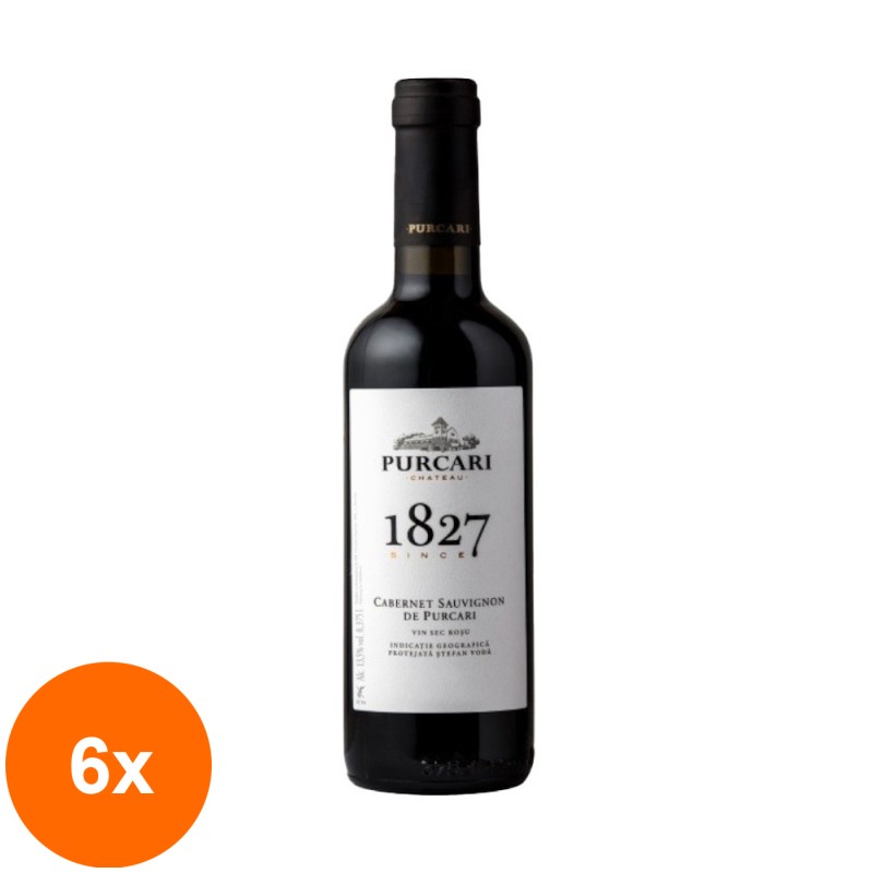 Set 6 x Vin Rosu Purcari 1827 Cabernet Sauvignon Sec, 0.375 l