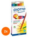 Set 2 x Creioane Colorate Elios Giotto, 24 Bucati