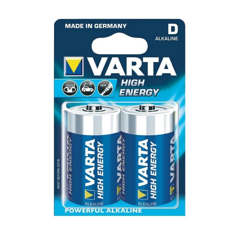 Set 2 Baterii Alcaline Varta High Energy R20 4120