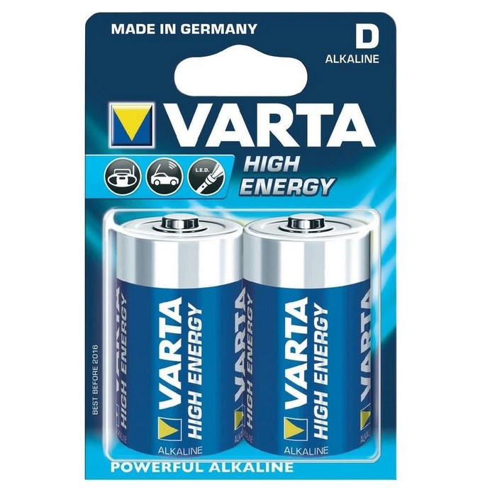 Set 2 Baterii Alcaline Varta High Energy R20 4120