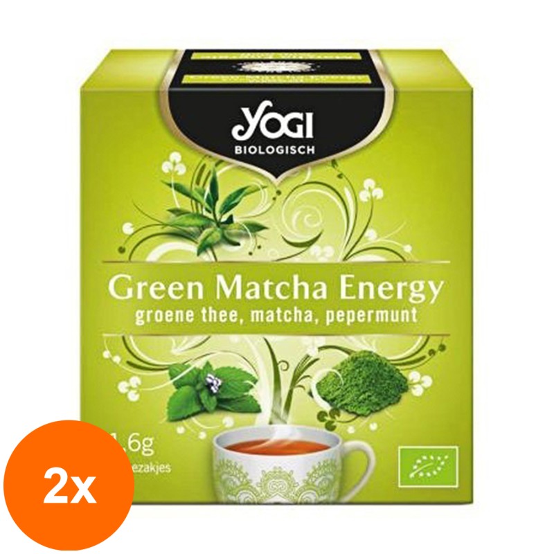 Set 2 x Ceai Bio Green Matcha Energy, Yogi Tea, 12 Plicuri, 21.6 g