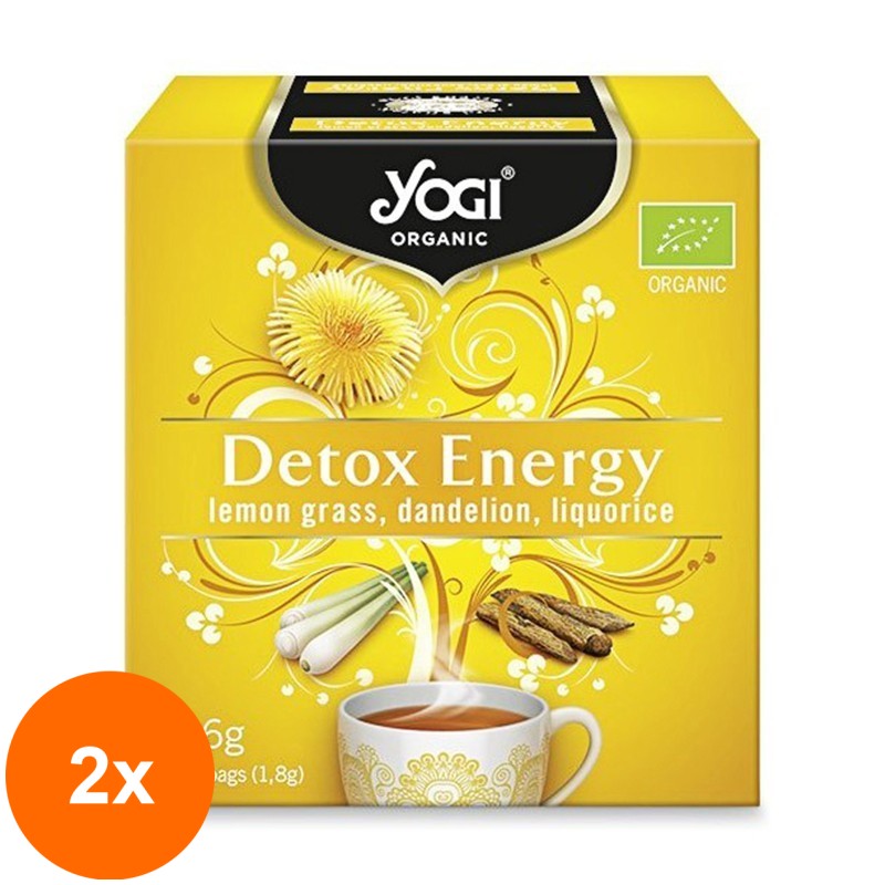 Set 2 x Ceai Bio Detoxifiant cu Lemongrass, Papadie si Lemn Dulce, Yogi Tea, 12 Plicuri, 21.6 g