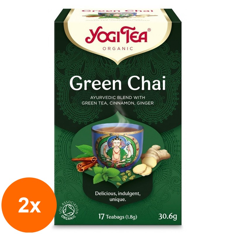 Set 2 x Ceai Bio Verde, Yogi Tea, 17 Plicuri, 30.6 g