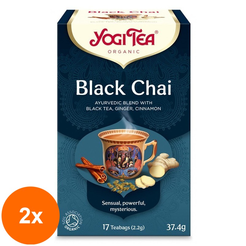 Set 2 x Ceai Bio Negru, Yogi Tea, 17 Plicuri, 37.4 g