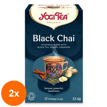 Set 2 x Ceai Bio Negru, Yogi Tea, 17 Plicuri, 37.4 g...