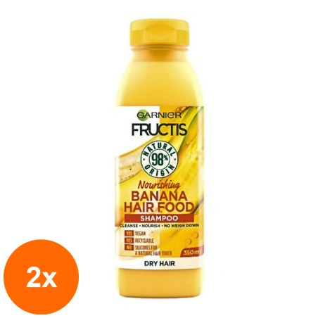 Set 2 x Sampon de Par Garnier Fructis Hair Food Banana, pentru Parul Uscat, 350 ml...