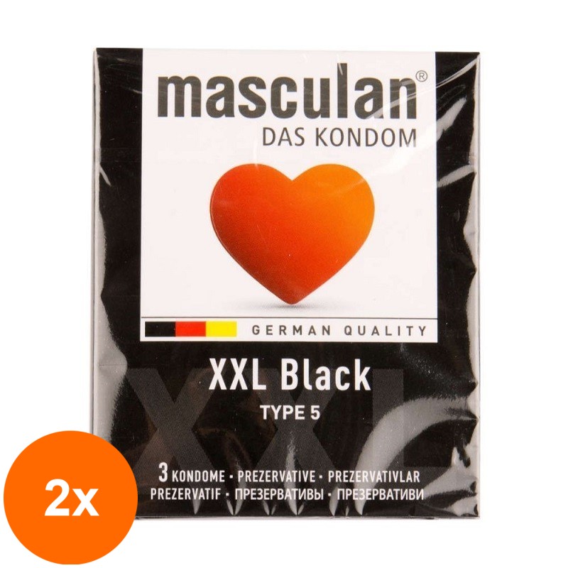 Set 2 x 3 Prezervative Masculan XXL Black
