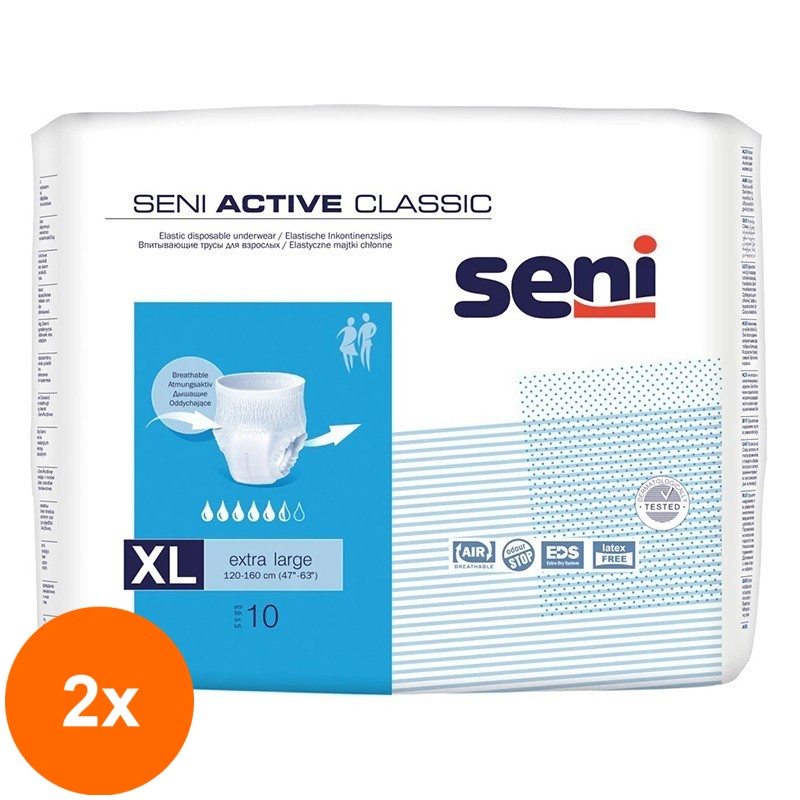 Set 2 x 10 Scutece Adulti Tip Chilot Seni Active Classic XL