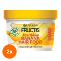 Set 2 x Masca pentru Par Garnier Fructis Hair Food Banana, pentru Parul Uscat, 390 ml
