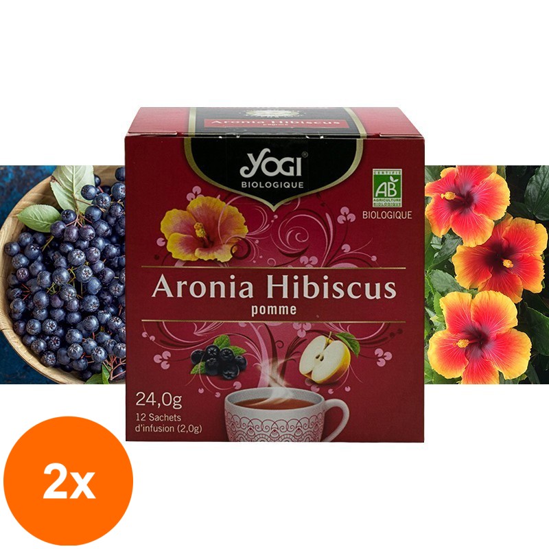 Set 2 x Ceai Bio Aronia, Hibiscus si Mar, Yogi Tea, 12 Plicuri, 24 g
