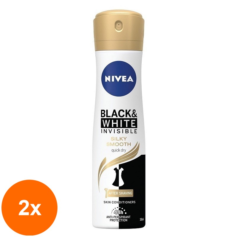 Set 2 x Deodorant Spray Invisible Black & White Silky Smooth Nivea Deo 150ml