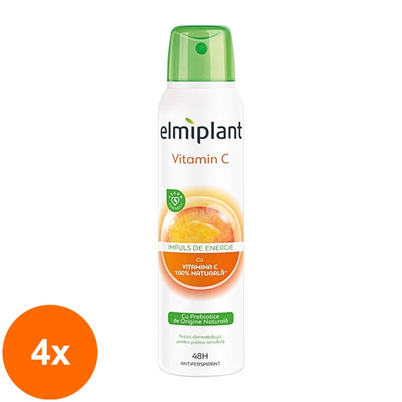 Set 4 x Deodorant Antiperspirant Spray Elmiplant Vitamin C, 150 ml