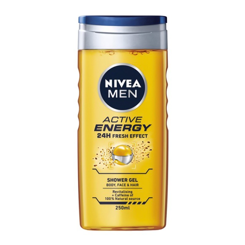 Set 3 x Gel de Dus Nivea Men Active Energy, cu Cafeina, 250 ml