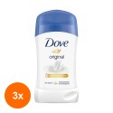 Set 3 x Deodorant Antiperspirant Stick Dove Original, pentru Femei, 40 ml