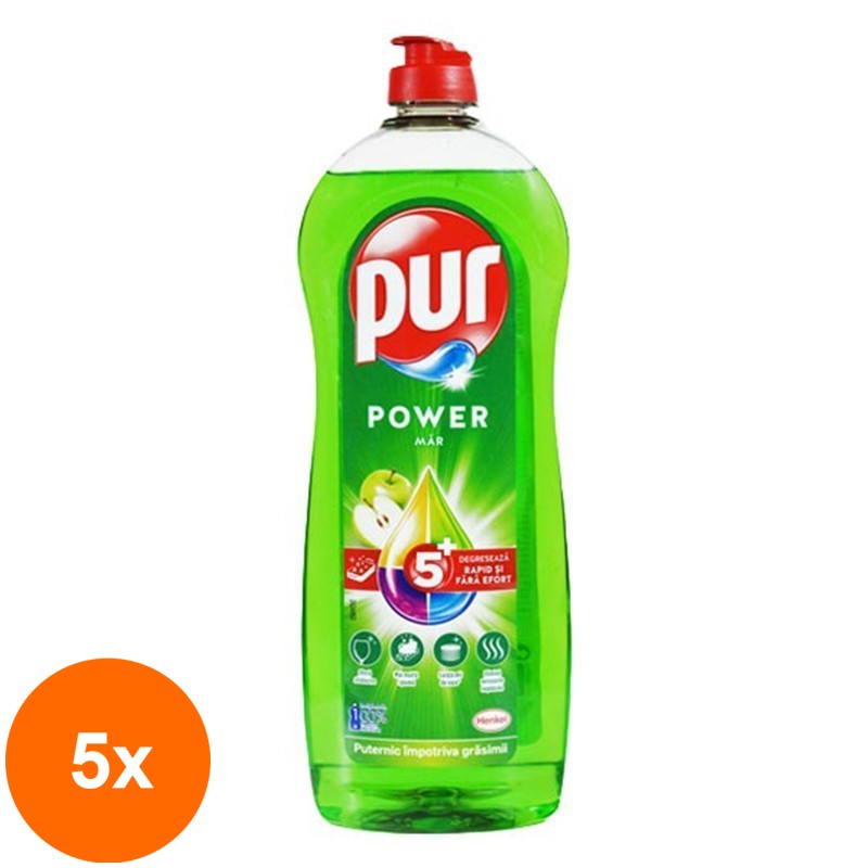 Set 5 x Detergent de Vase cu Parfum de Mar Pur, 750 ml