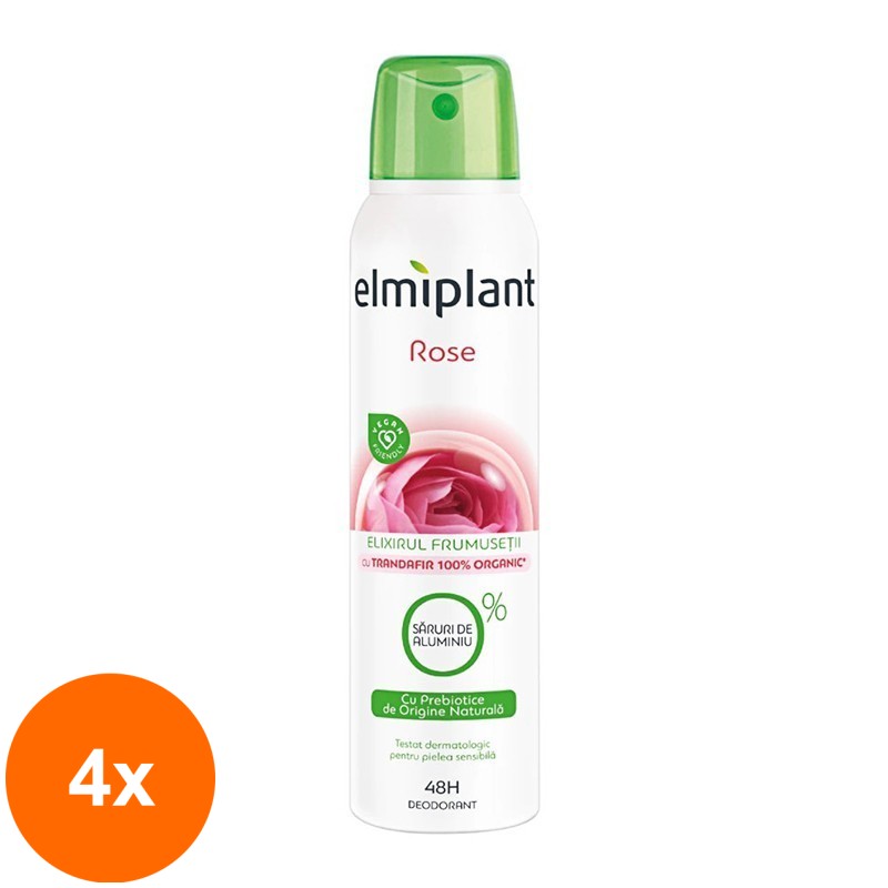 Set 4 x Deodorant Antiperspirant Spray Elmiplant Rose Elixir, 150 ml