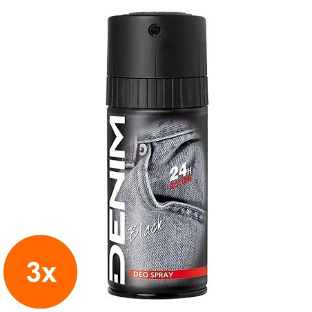 Set 3 x Deodorant Spray Denim Black, 150 ml...