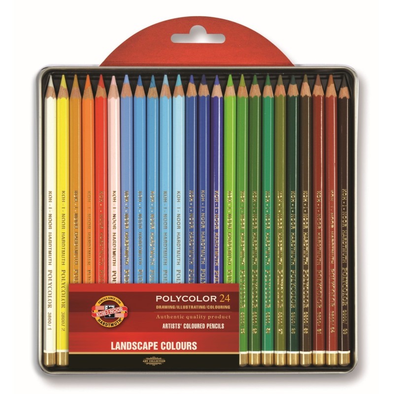 Set Creioane Colorate Polycolor - 24 Nuante Peisaj