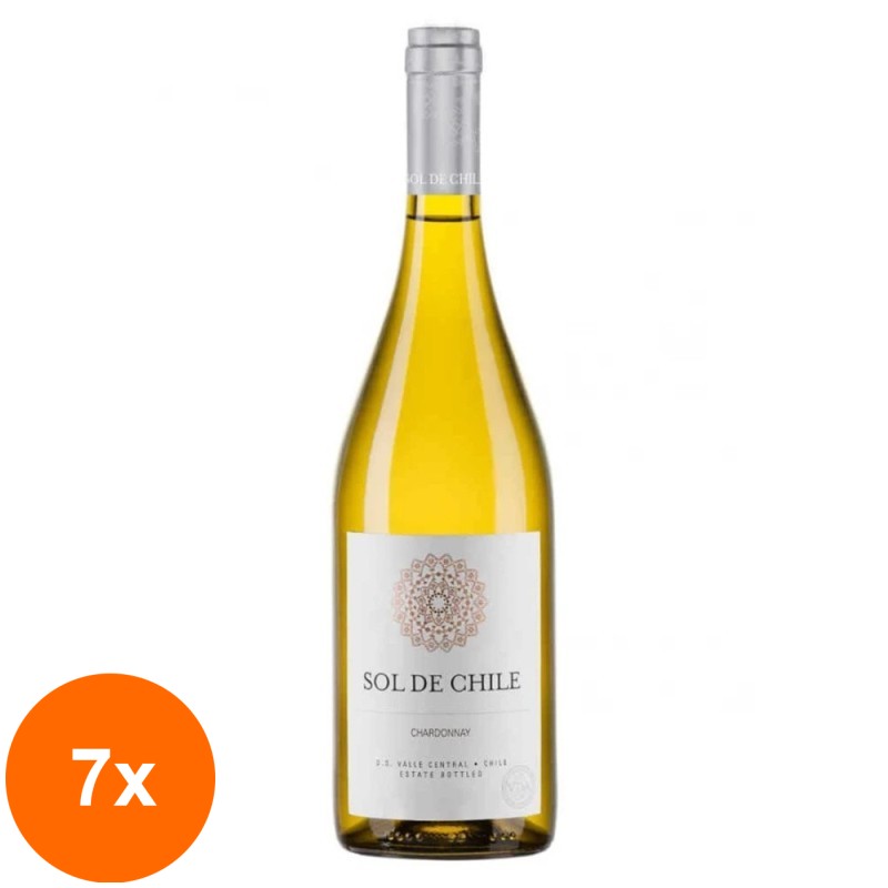 Set 7 x Vin Alb Sol De Chile Chardonnay, Sec, 0.75 l