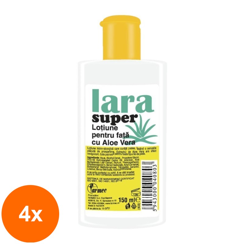 Set 4 x Lotiune pentru Fata Lara Super cu  Aloe Vera, 150 ml
