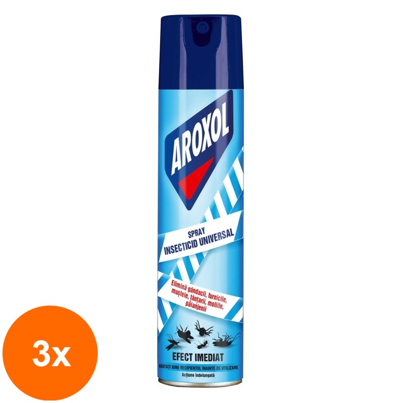 Set 3 x Spray Insecticid Aroxol, 400 ml