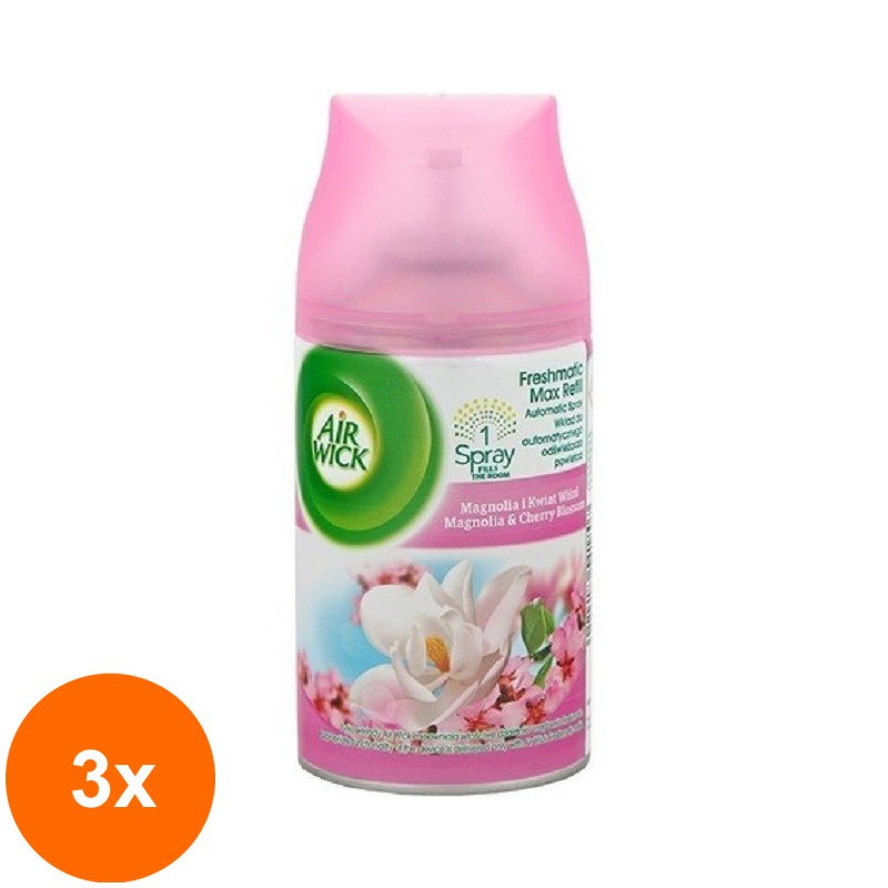 Set 3 x Rezerva Spray Wick Cirese 250 ml Magnolie & Floare de Cires