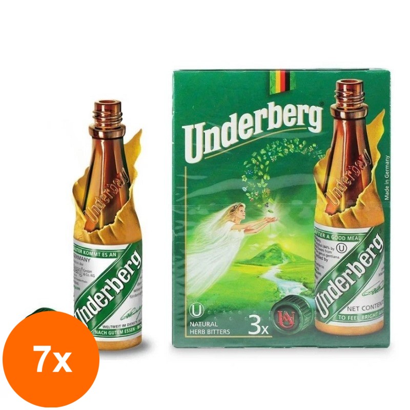 Set 7 x Bitter Underberg, la Cutie de Carton, 44% Alcool, 3 x 20 ml
