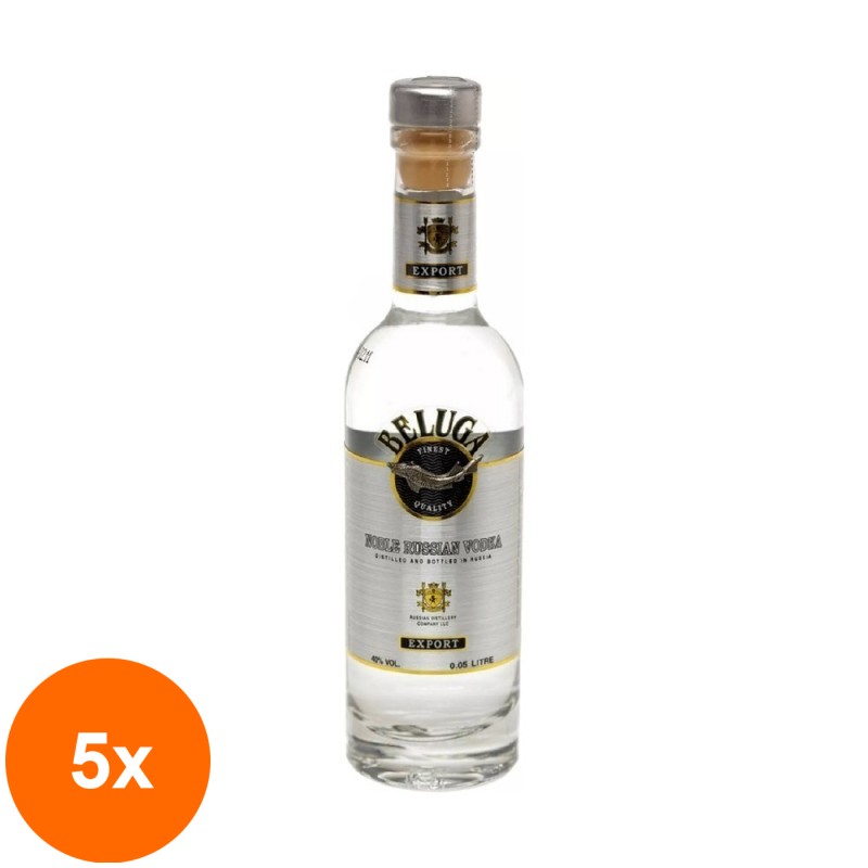 Set 5 x Vodka Beluga Noble, 40%, 0.05 l