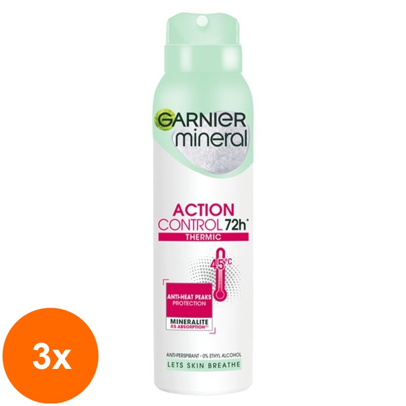 Set 3 x Deodorant Spray Garnier Mineral Action Control Termic 72h, 150 ml