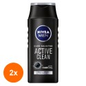 Set 2 x Sampon Nivea Men Active Clean, pentru Uz Zilnic, 250 ml