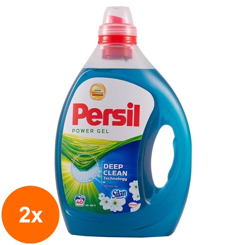 Set 2 x Detergent Lichid Persil Power Freshness by Silan, Gel, 40 Spalari, 2 l