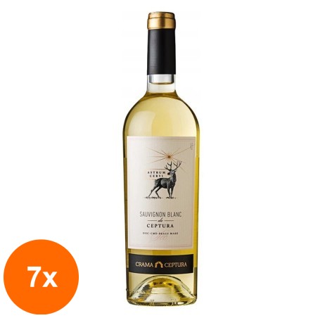 Set 7 x Vin Alb, Ceptura, Astrum Cervi, Sauvignon Blanc, Sec, 0.75 l...
