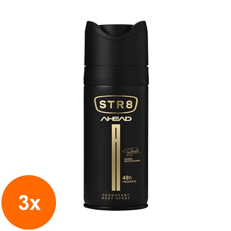 Set 3 x Deodorant Natural Spray Str8 Ahead, Barbati, 150 ml