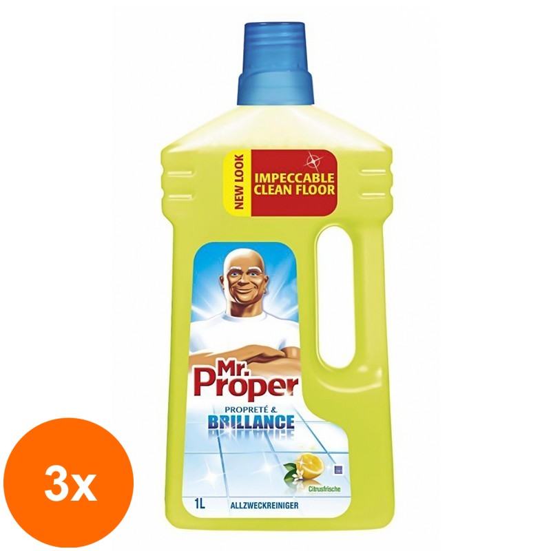 Set 3 x Detergent Universal pentru Suprafete Mr. Proper Lemon, 1 l