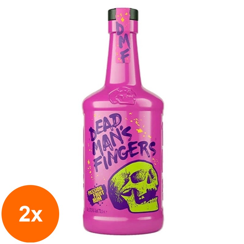 Set 2 x Rom Dead Man's Fingers Fructul Pasiunii, Passion Fruit Rum 37.5% Alcool, 0.7 l