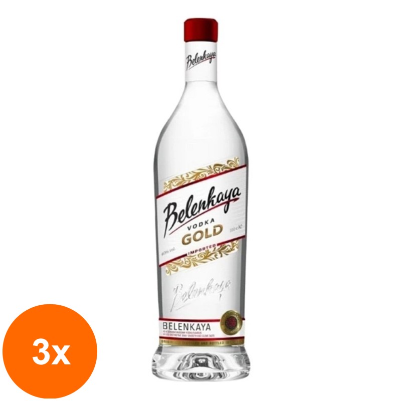 Set 3 x Vodka Belenkaya Vodka Gold 40% Alcool, 0.7 l