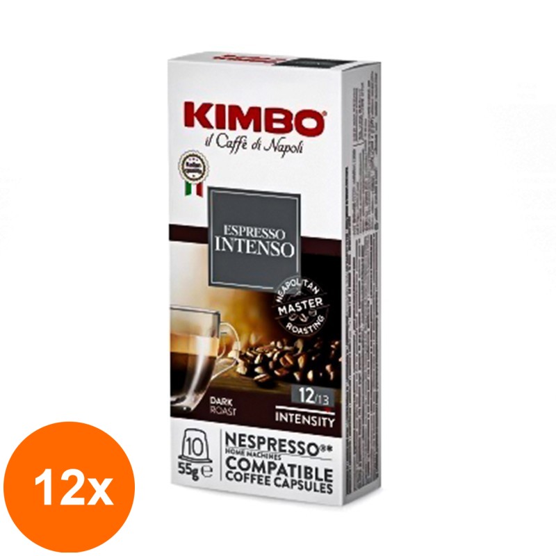 Set 12 x Cafea Kimbo Nespresso Intenso, Capsule, 10 Bucati X 5.5 g