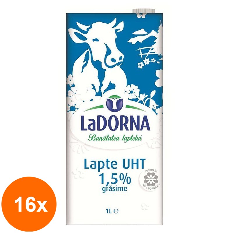 Set 16 x Lapte UHT La Dorna ,1.5% Grasime, 1 l