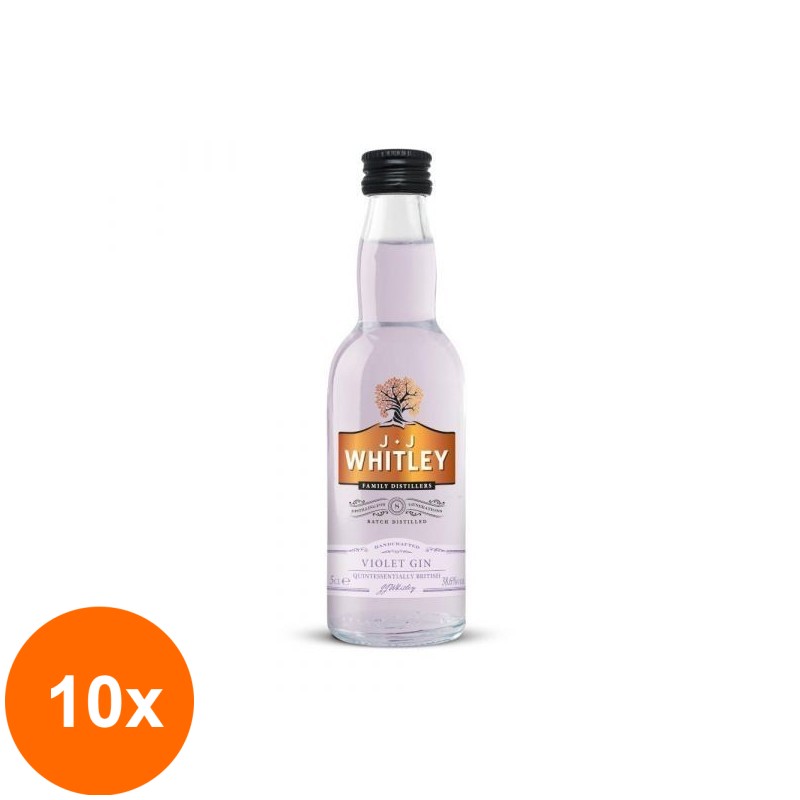 Set 10 x Gin Jj Whitley, Violet Gin, 38.6% Alcool, Miniatura, 0.05 l