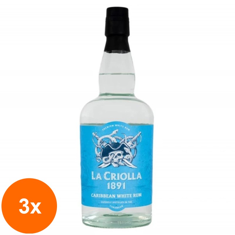 Set 3 x Rom Alb La Criolla 40% Alcool, 0.7 l
