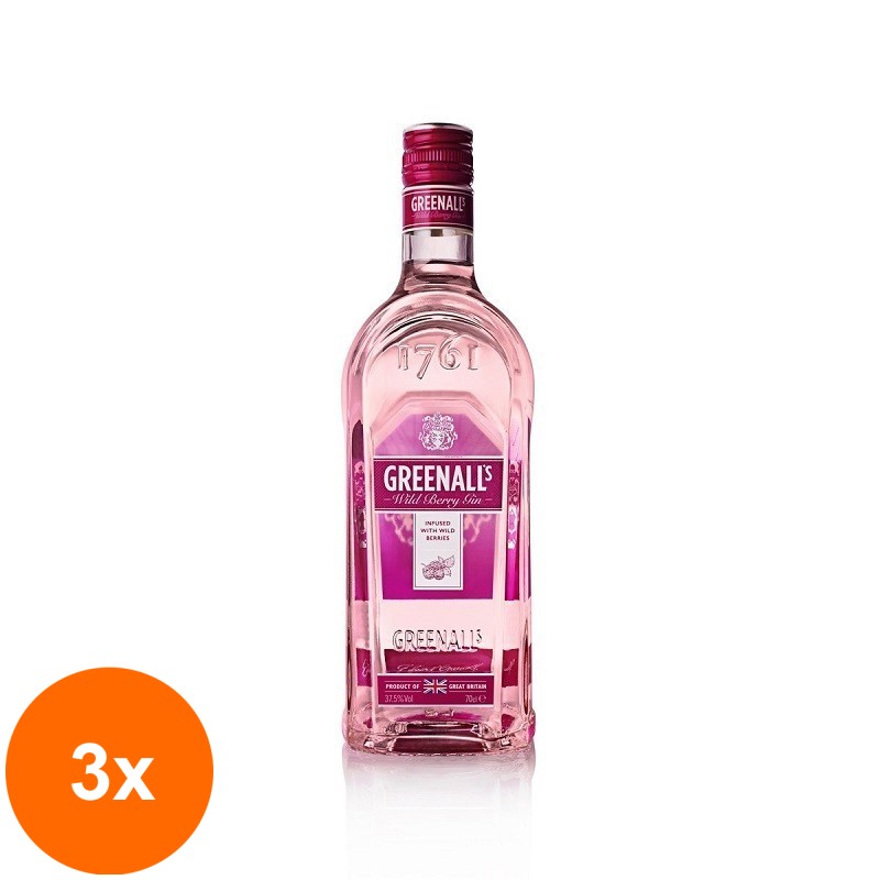Set 3 x Gin Qnt Greenalls, Fructe de Padure, Wild Berry Gin, 37.5% Alcool, 0.7 l
