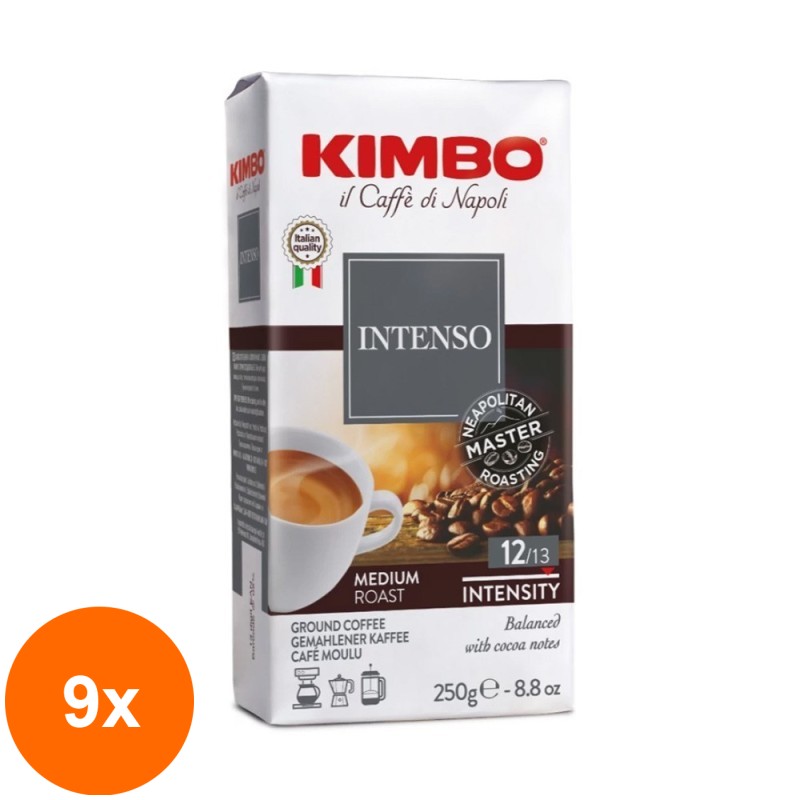 Set 9 x Cafea Macinata Aroma Intenso Kimbo, 250 g
