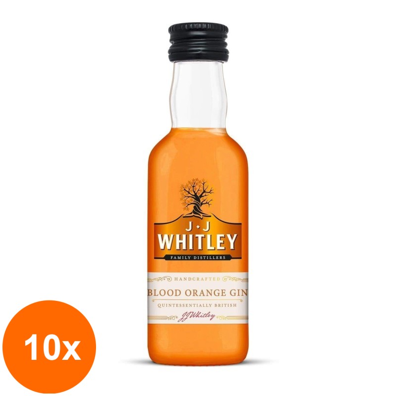 Set 10 x Gin Jj Whitley, Blood Orange, 38.6% Alcool, Miniatura, 0.05 l