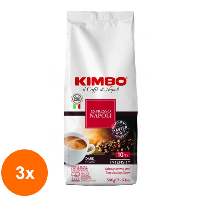 Set 3 x Cafea Boabe Espresso Napoli Kimbo, 500 g