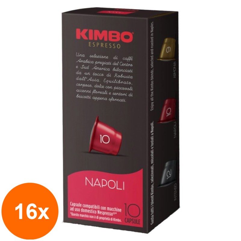 Set 16 x 10 Capsule Cafea Napoli Kimbo, 5.7 g