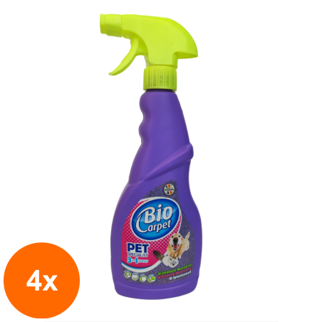 Set 4 x Detergent cu Pulverizator pentru Covoare si Tapiterii Biocarpet Pet Specialist, 500 ml...