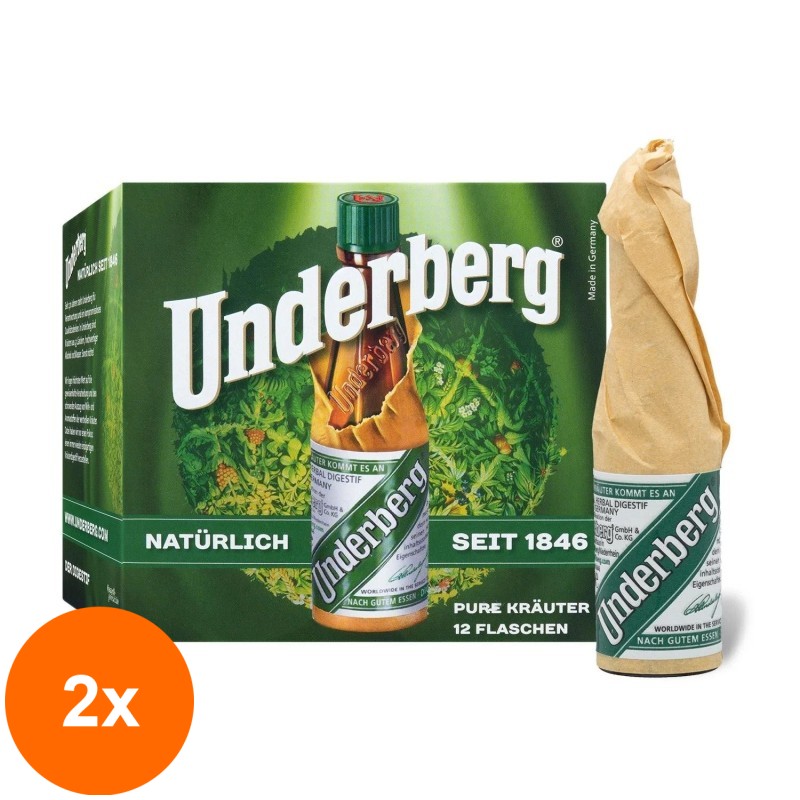 Set 2 x Bitter Underberg, la Cutie de Carton, 44% Alcool, 12 x 20 ml