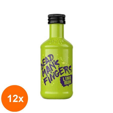 Set 12 x Rom Dead Man's Fingers cu Lime, Lime Rum 37.5% Alcool, Miniatura, 0.05 l...
